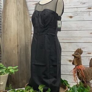JAX Black Dress Sleeveless Sheer Neckline 8 Little Black Dress NWT New $148
